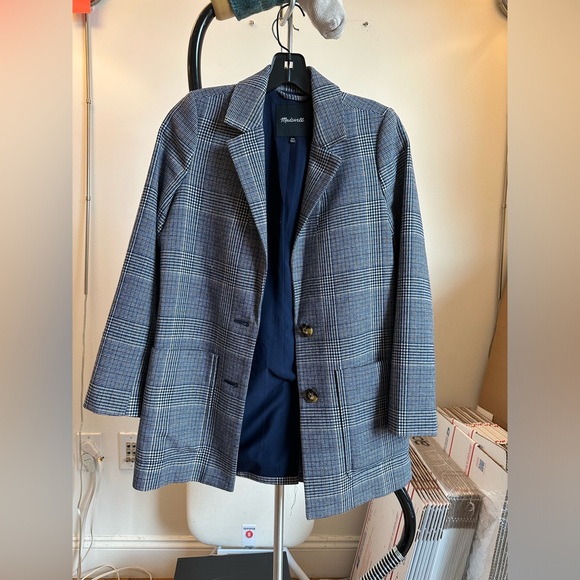 Madewell Dorset Blazer in Navy Glen Plaid Size XXS - Picture 3 of 4